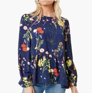 COPY - Tuckernuck Pomander Place Carlota Peplum Floral Navy Blouse Small